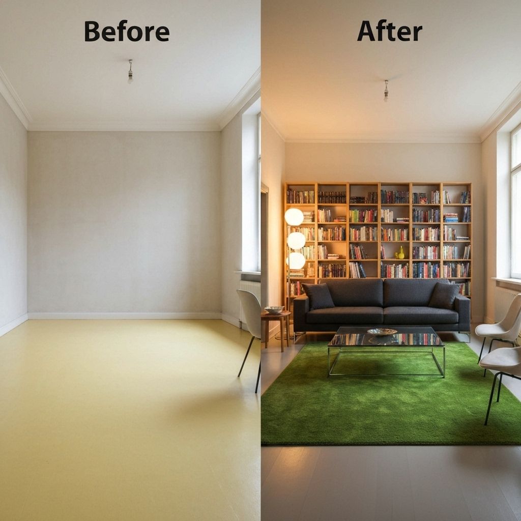 Before and after comparison of room visualization